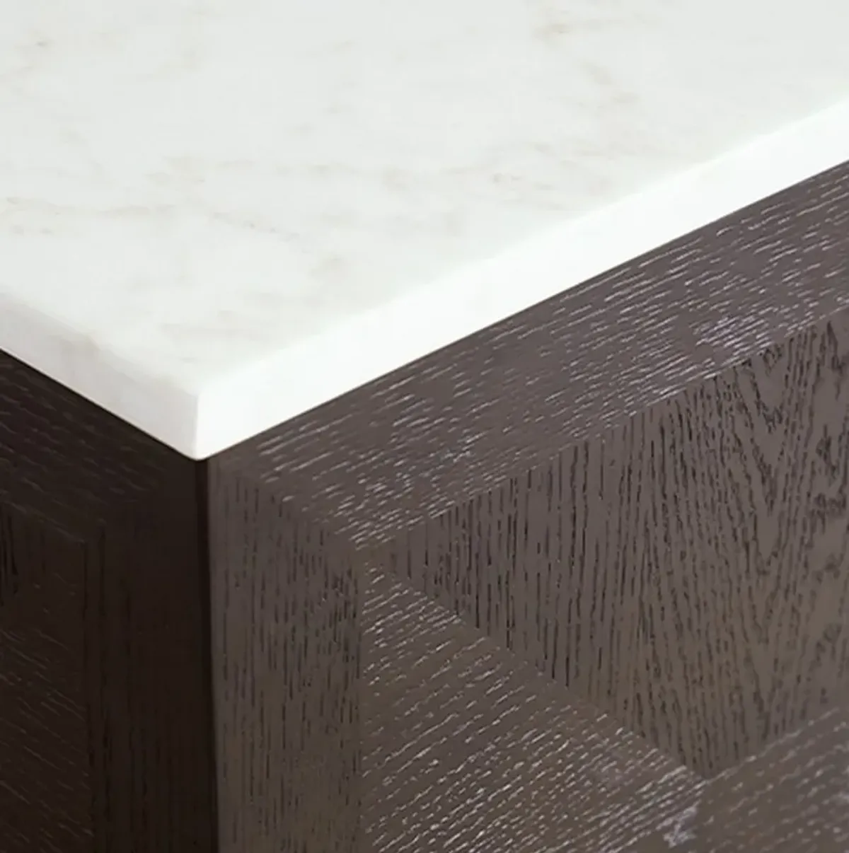 Enri Accent Table, Square Base, 19 Inch, White Marble Square Top - Benzara