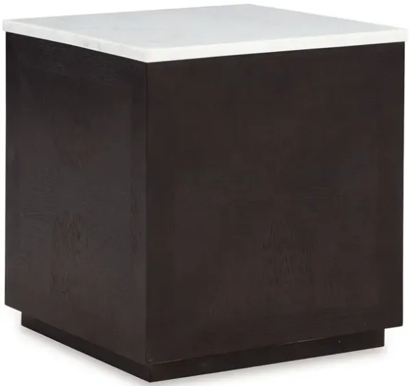 Enri Accent Table, Square Base, 19 Inch, White Marble Square Top - Benzara