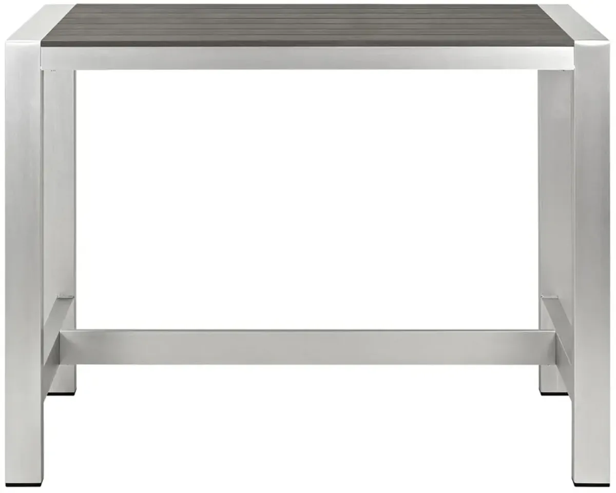 Silver Gray Shore Outdoor Patio Aluminum Bar Table