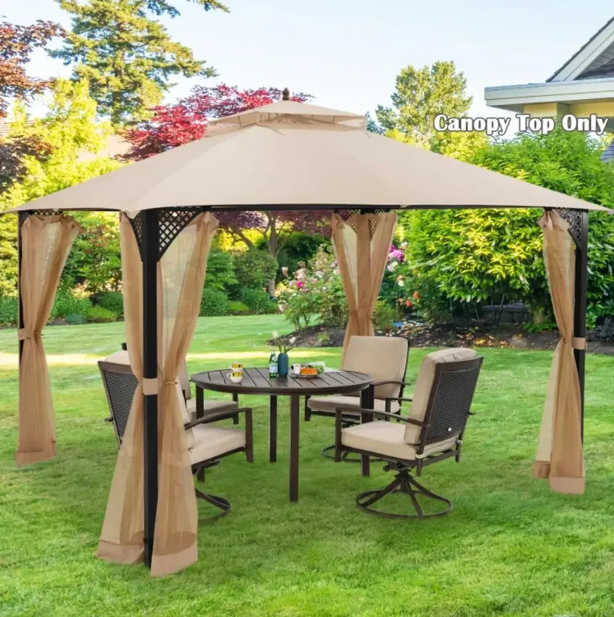 Hivvago 10 x 12 Feet Gazebo Replacement Top with Air Vent and Drainage Holes