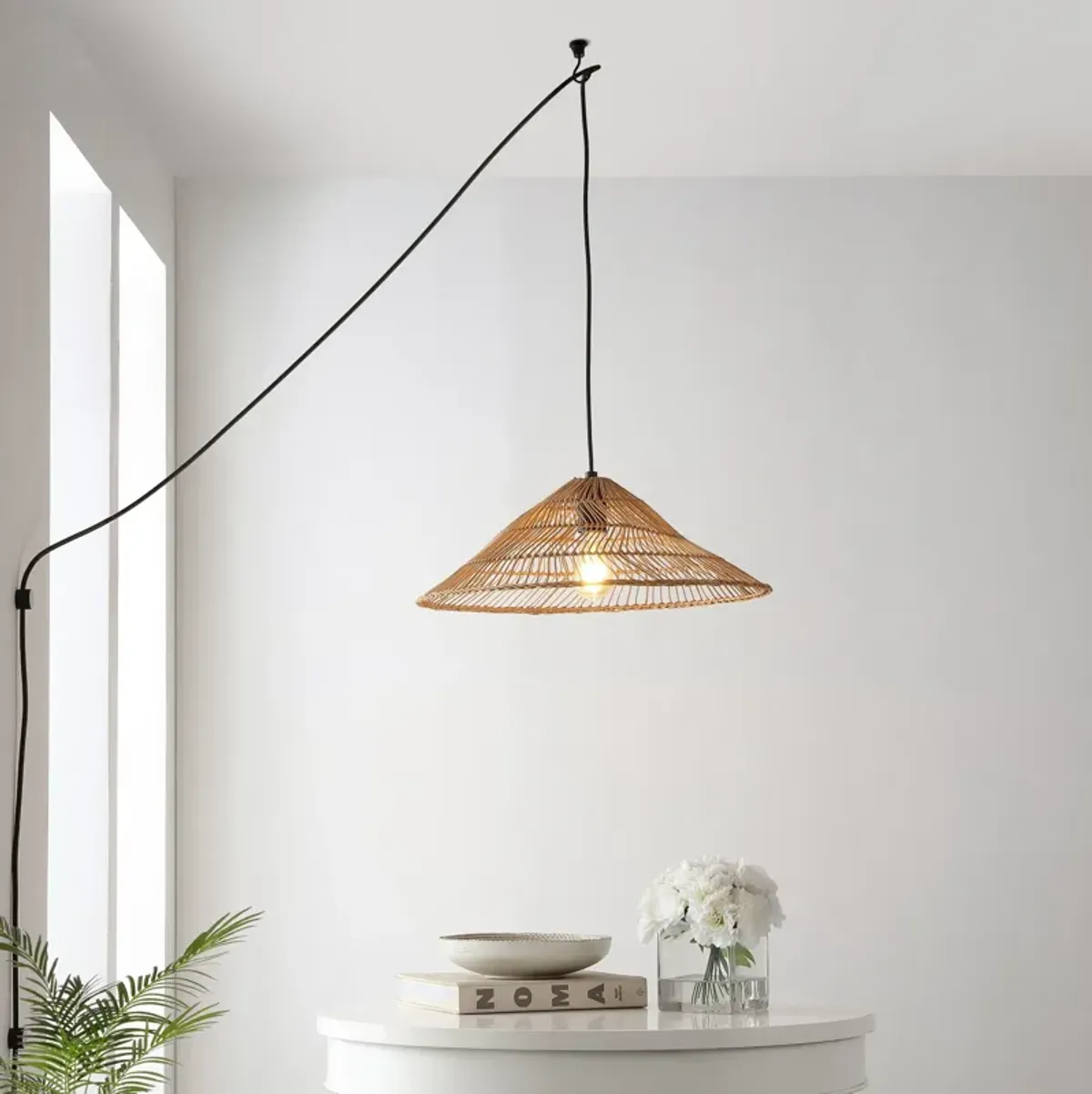 Nova Farmhouse Coastal Rattan LED Pendant