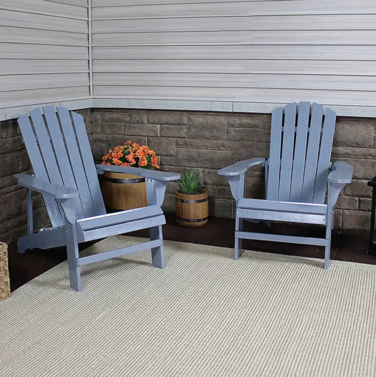 Sunnydaze Coastal Bliss Fir Wood Adirondack Chair