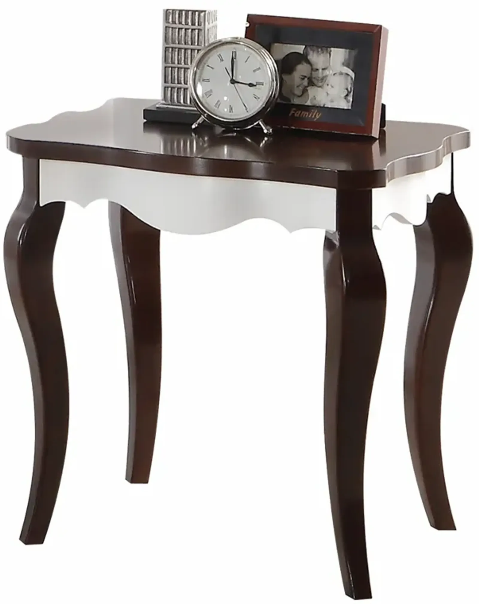 Hivvago 24" X 22" X 24" Walnut White Wood End Table