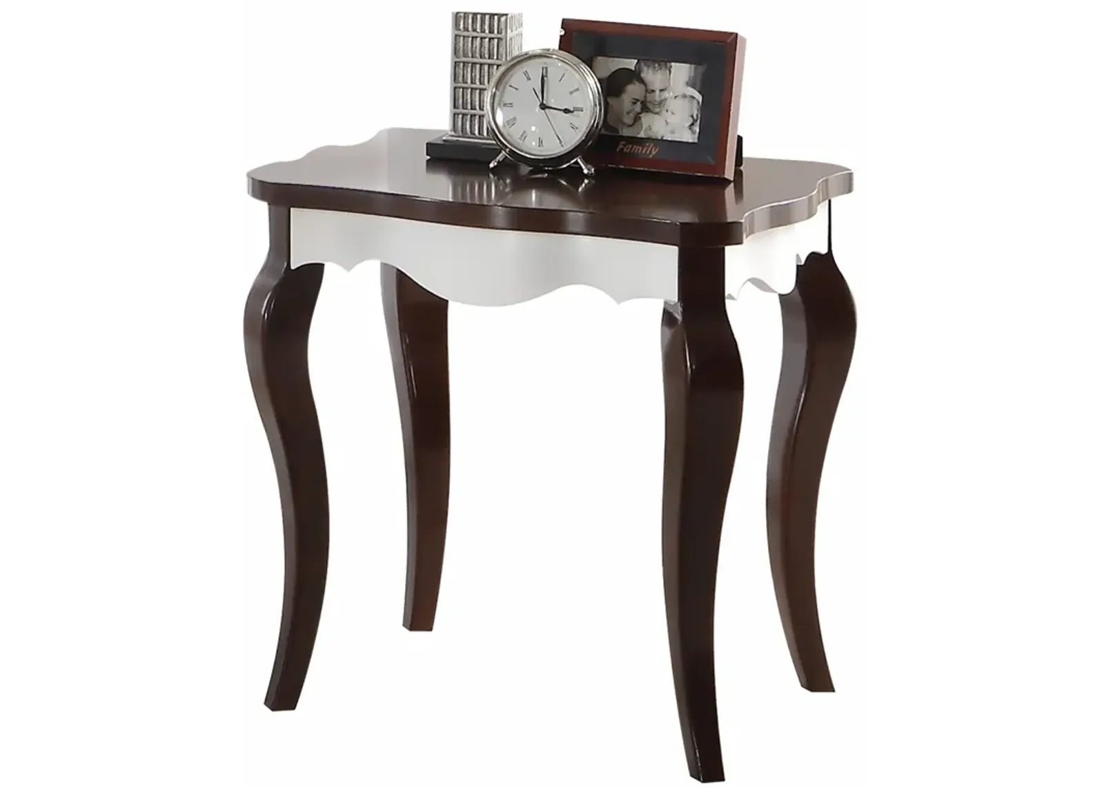 Homezia 24" X 22" X 24" Walnut White Wood End Table