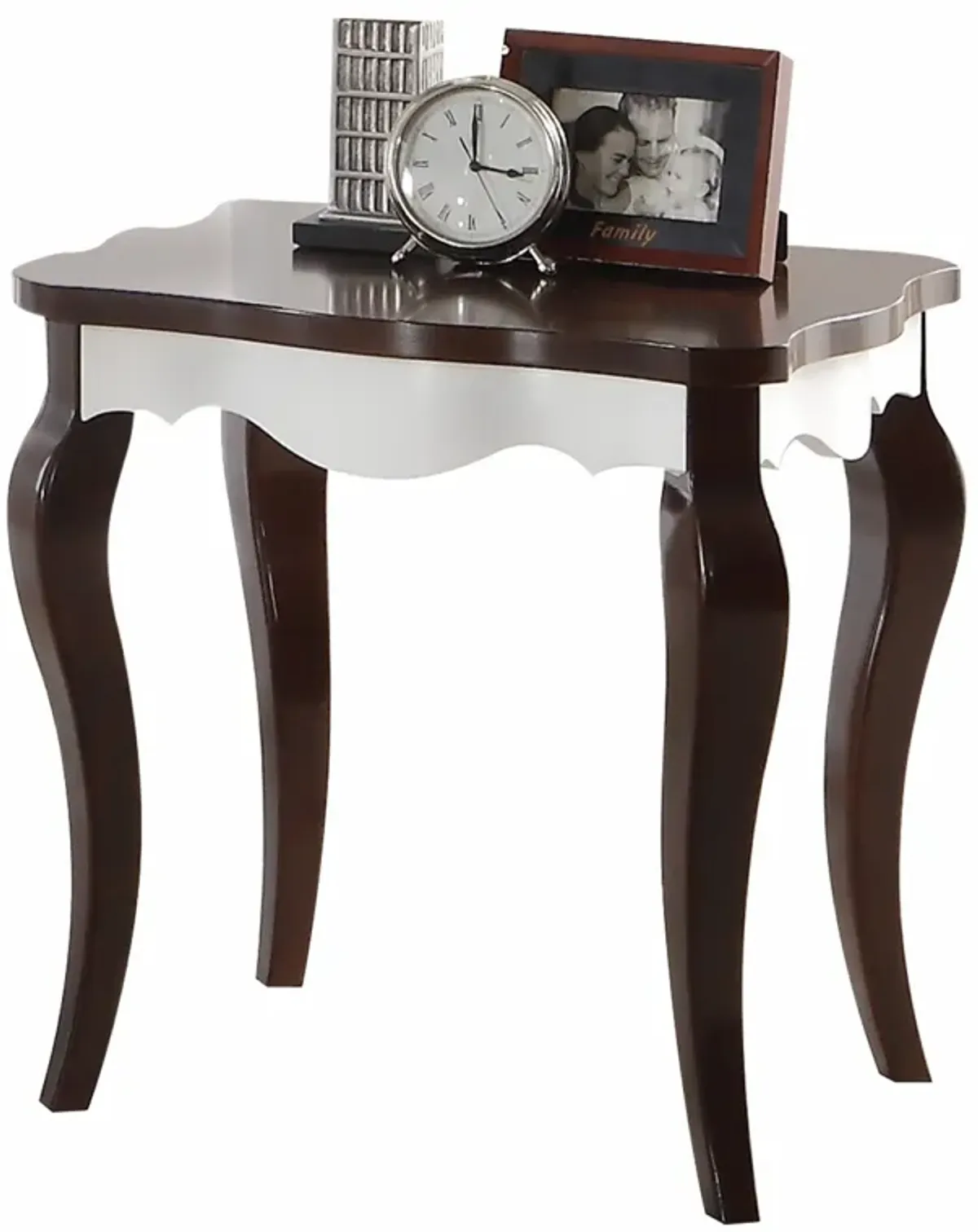 Homezia 24" X 22" X 24" Walnut White Wood End Table