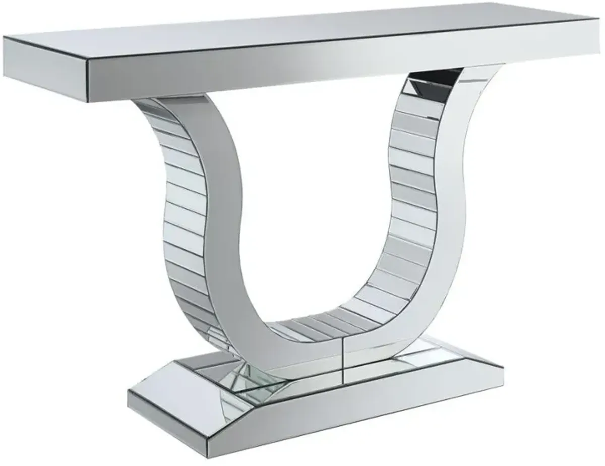 Saanvi Console Table with U-shaped Base Clear Mirror