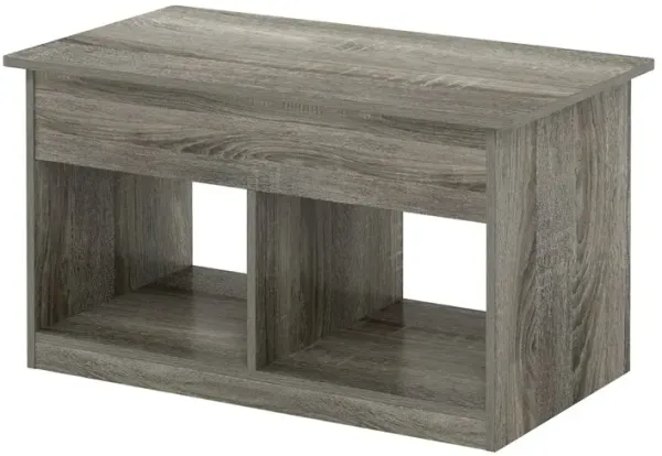 Living Room Lift Top Coffee Table With Hidden Compartment, French Oak Grey