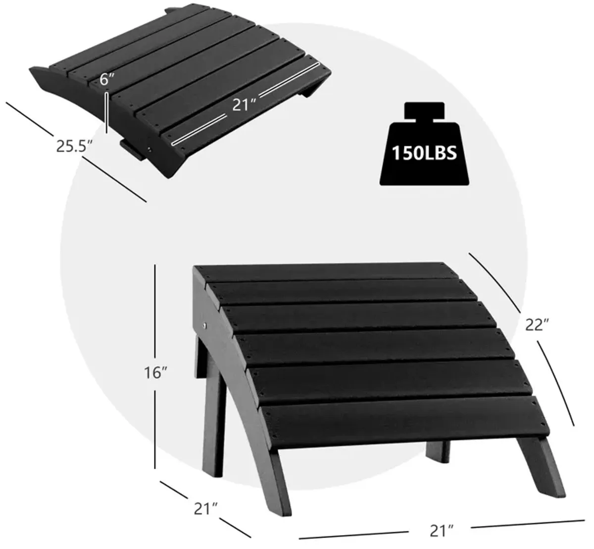 Adirondack Folding Ottoman with All Weather HDPE