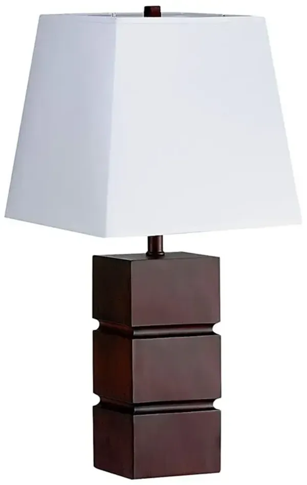 Hivvago 27" Brown Bedside Table Lamp With White Shade