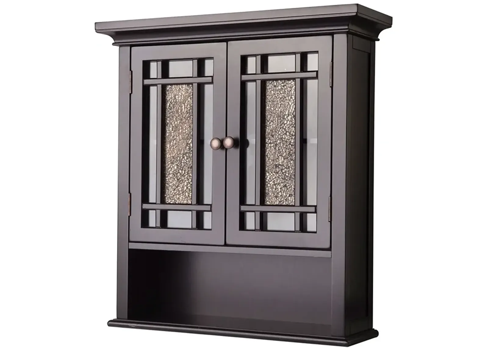 Hivvago Espresso Bathroom Wall Cabinet with Amber Mosaic Glass Accents