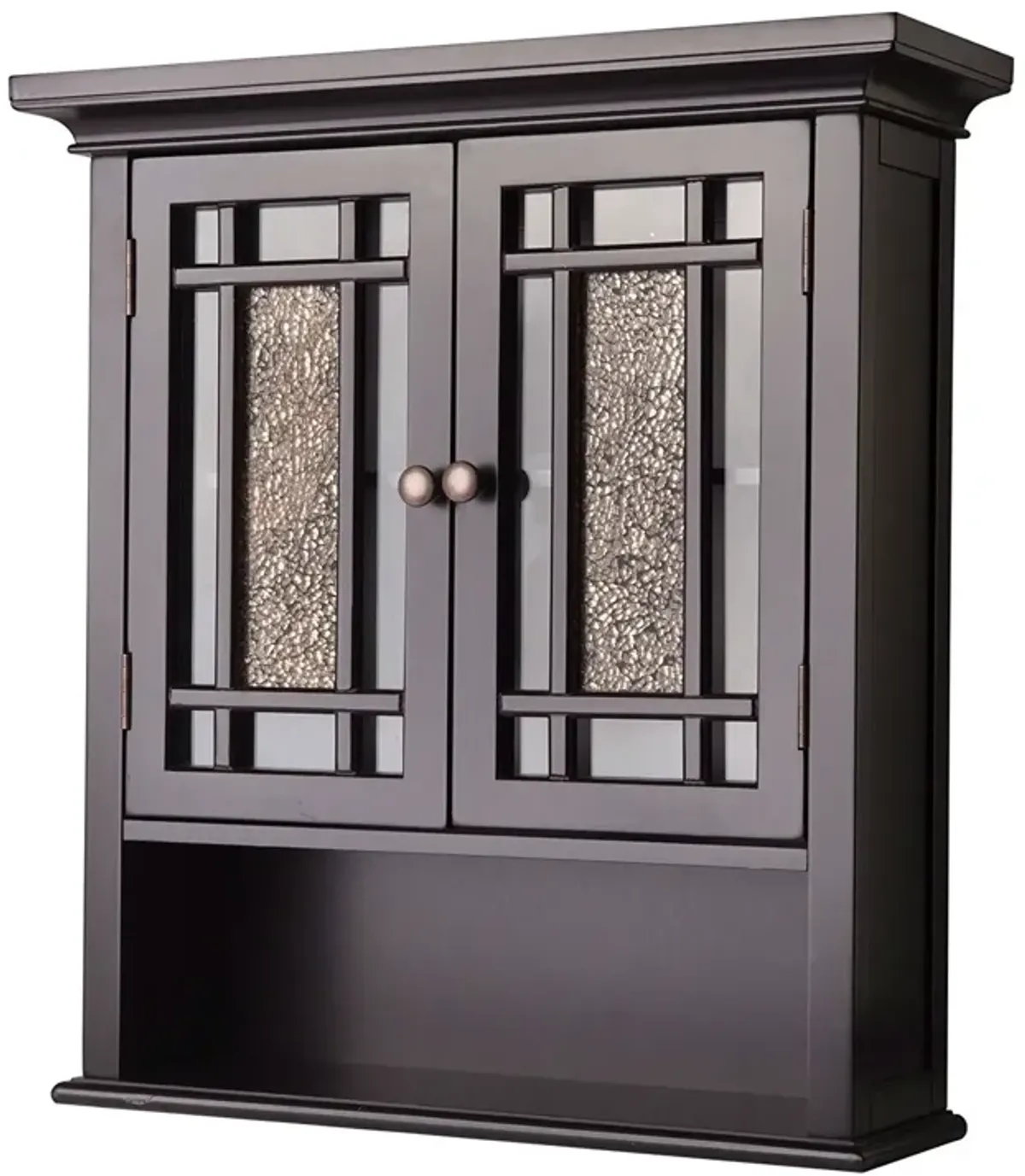 Hivvago Espresso Bathroom Wall Cabinet with Amber Mosaic Glass Accents