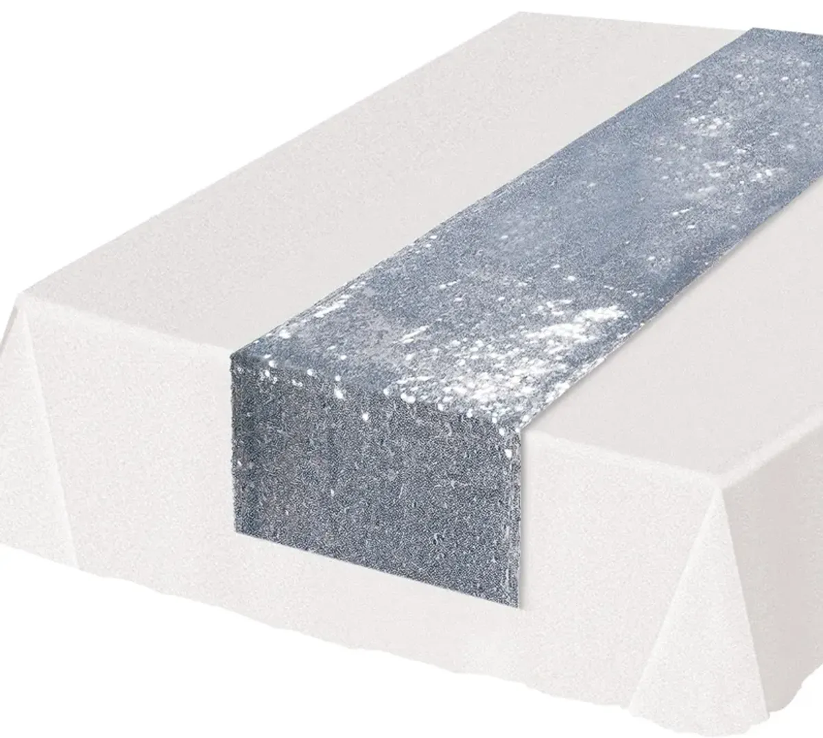 Set of 12 Silver Sequined Table Runner 75"