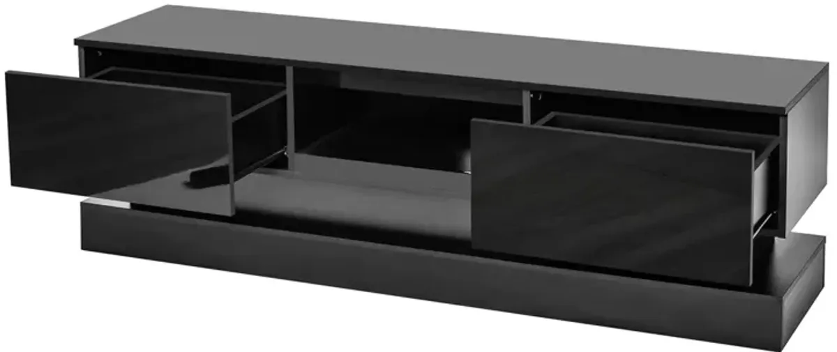 51.18inch Modern TV Stand with LED Lights, High Glossy Front TV Cabinet