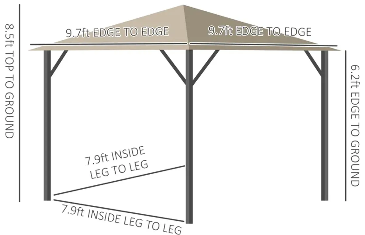 Khaki Garden Structure: 10x10 Aluminum Gazebo with Vented Roof