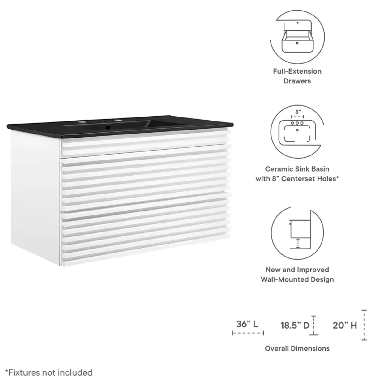 Render 36" Wall-Mount Bathroom Vanity