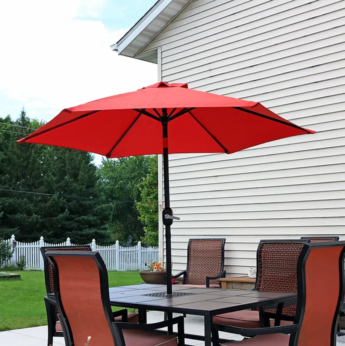 Sunnydaze 7.5 ft Aluminum Patio Umbrella with Tilt and Crank