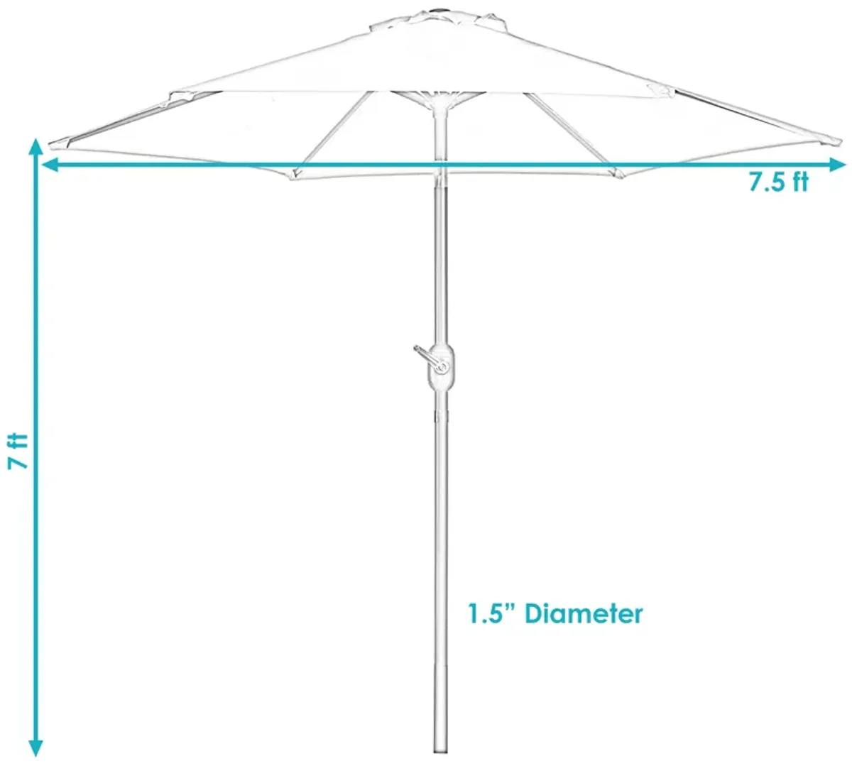 Sunnydaze 7.5 ft Aluminum Patio Umbrella with Tilt and Crank