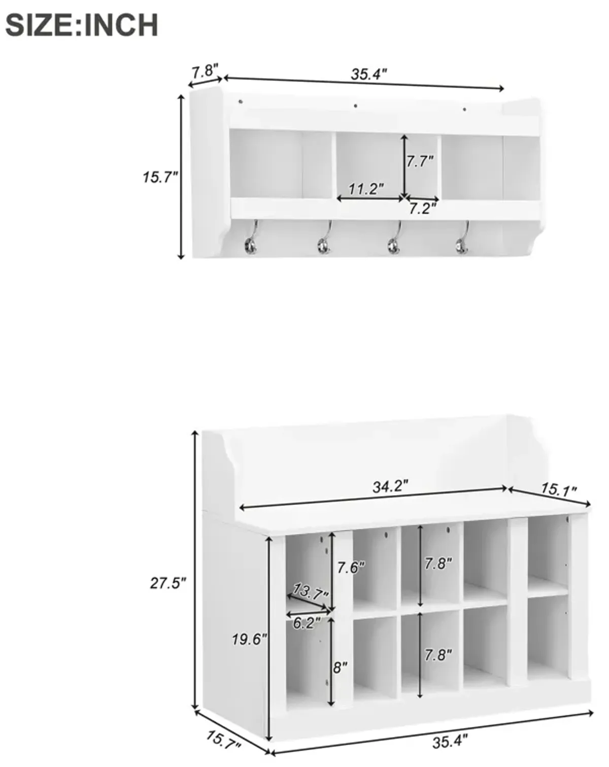 Merax 2 Pieces Shoe Storage Bench  and Hall Tree