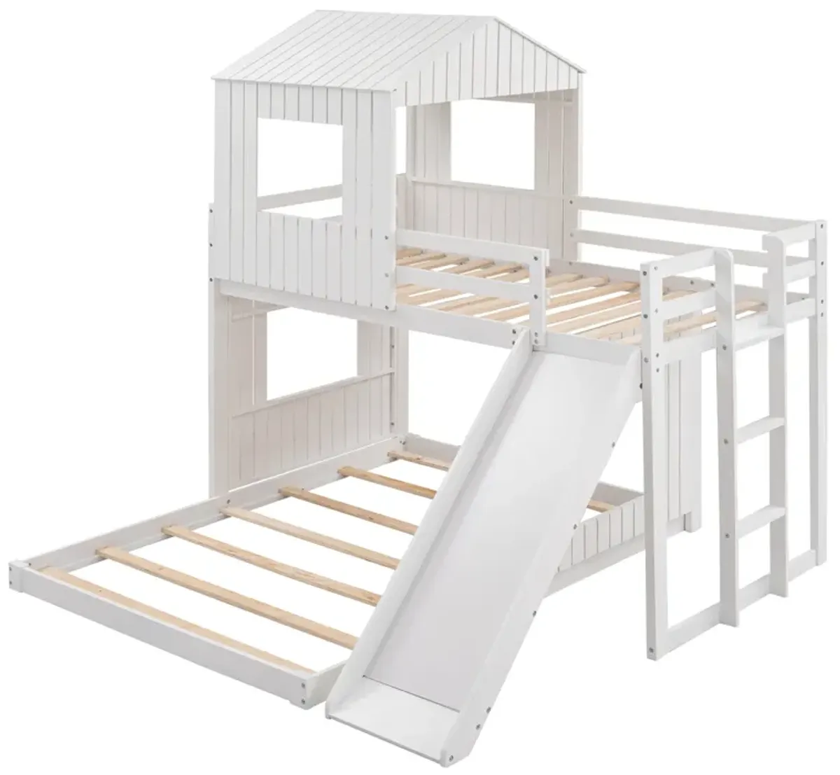 Merax Playhouse Bunk Bed with Slide