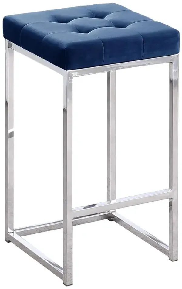 Jersey Velvet Counter Height Stool in Silver (Set of 2)