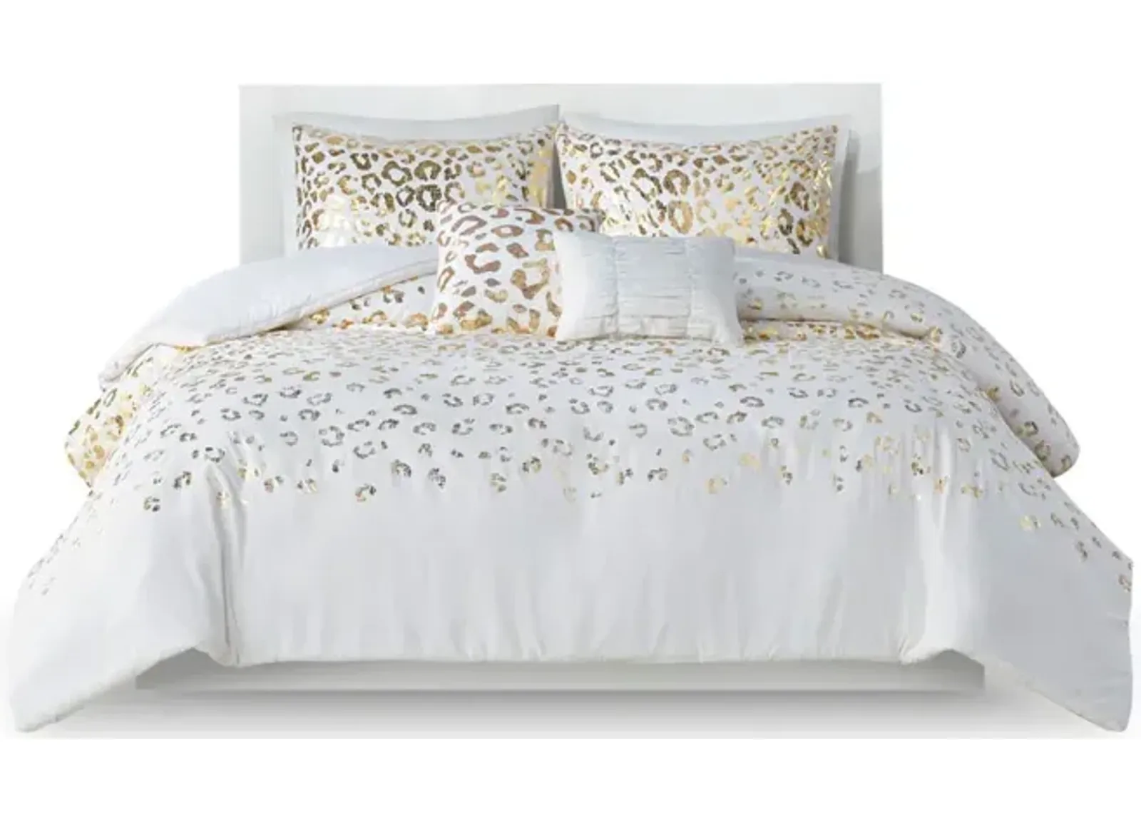 Gracie Mills Amos Gold Leopard Metallic Duvet Cover Set