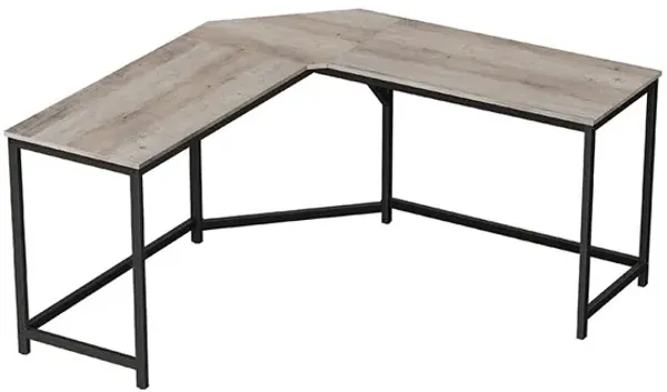Hivvago Greige & Black Space-Saving Corner Computer Desk