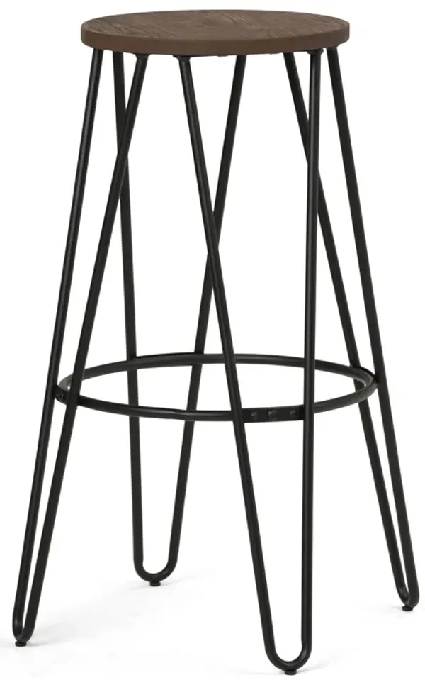 Simeon 30 inch Metal Bar Stool with Wood Seat