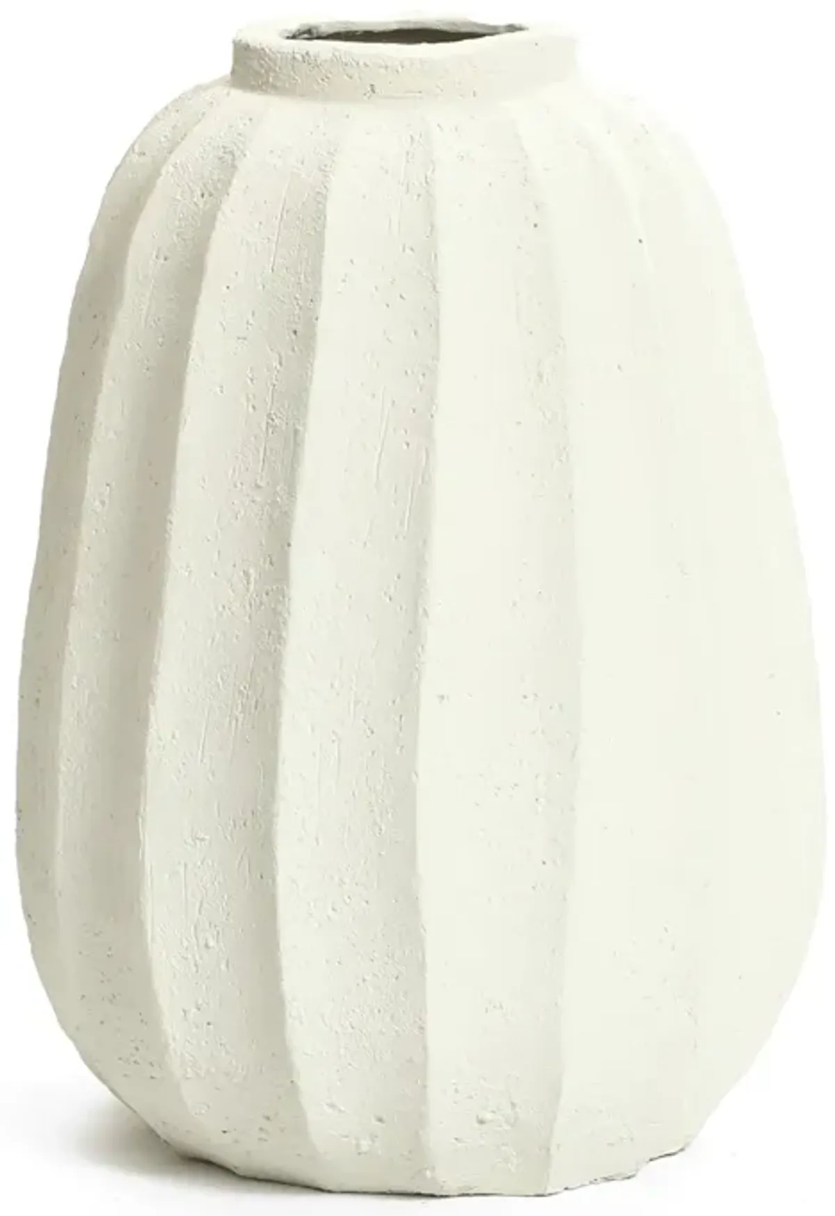 LuxenHome Off White MgO Round Modern Fluted Vase