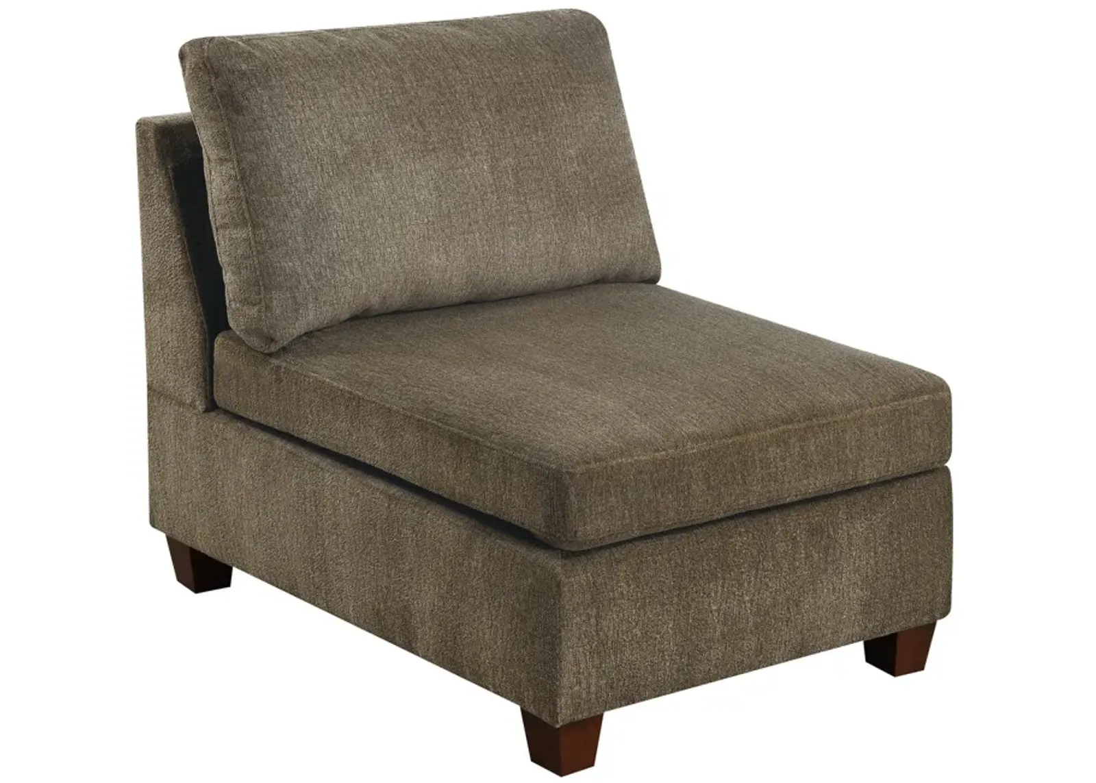 Fabric Armless Chair with Loose Back Pillows, Brown-Benzara