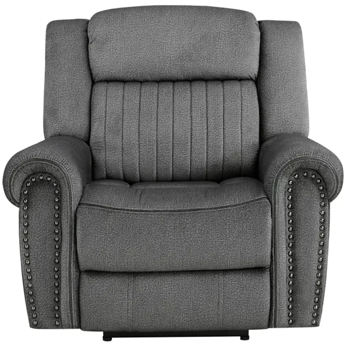 Ben 38 Inch Power Recliner Chair, Soft Cushions Gray Microfiber, Solid Wood - Benzara