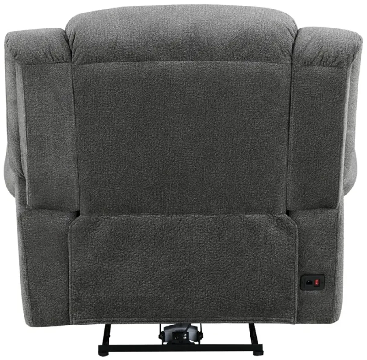 Ben 38 Inch Power Recliner Chair, Soft Cushions Gray Microfiber, Solid Wood - Benzara