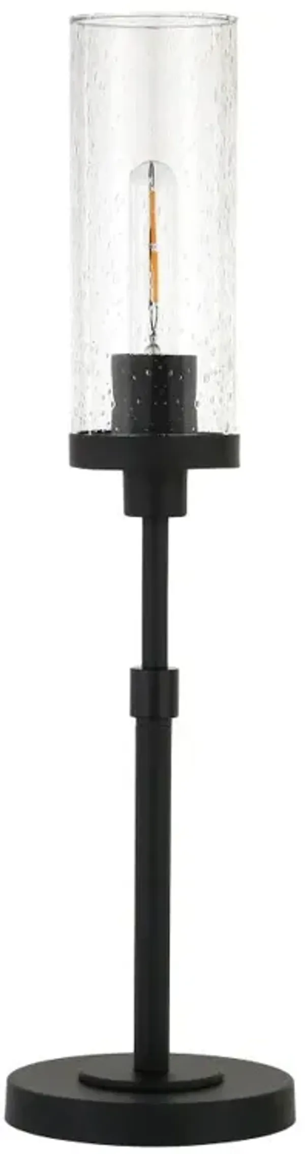 Hivvago 26" Black Metal Buffet Lamp With Clear Seeded Cylinder Shade