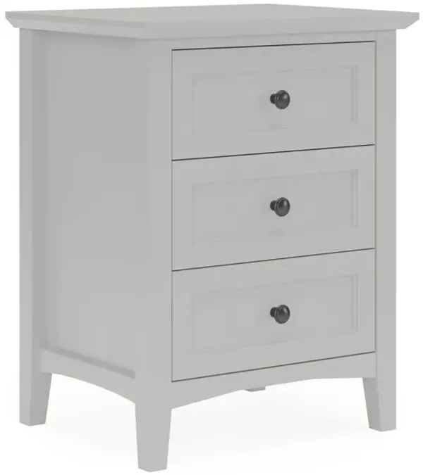 Benjara Fritz 30 Inch Bedside Nightstand, 3 Drawers, Black Round Handles, Gray Wood