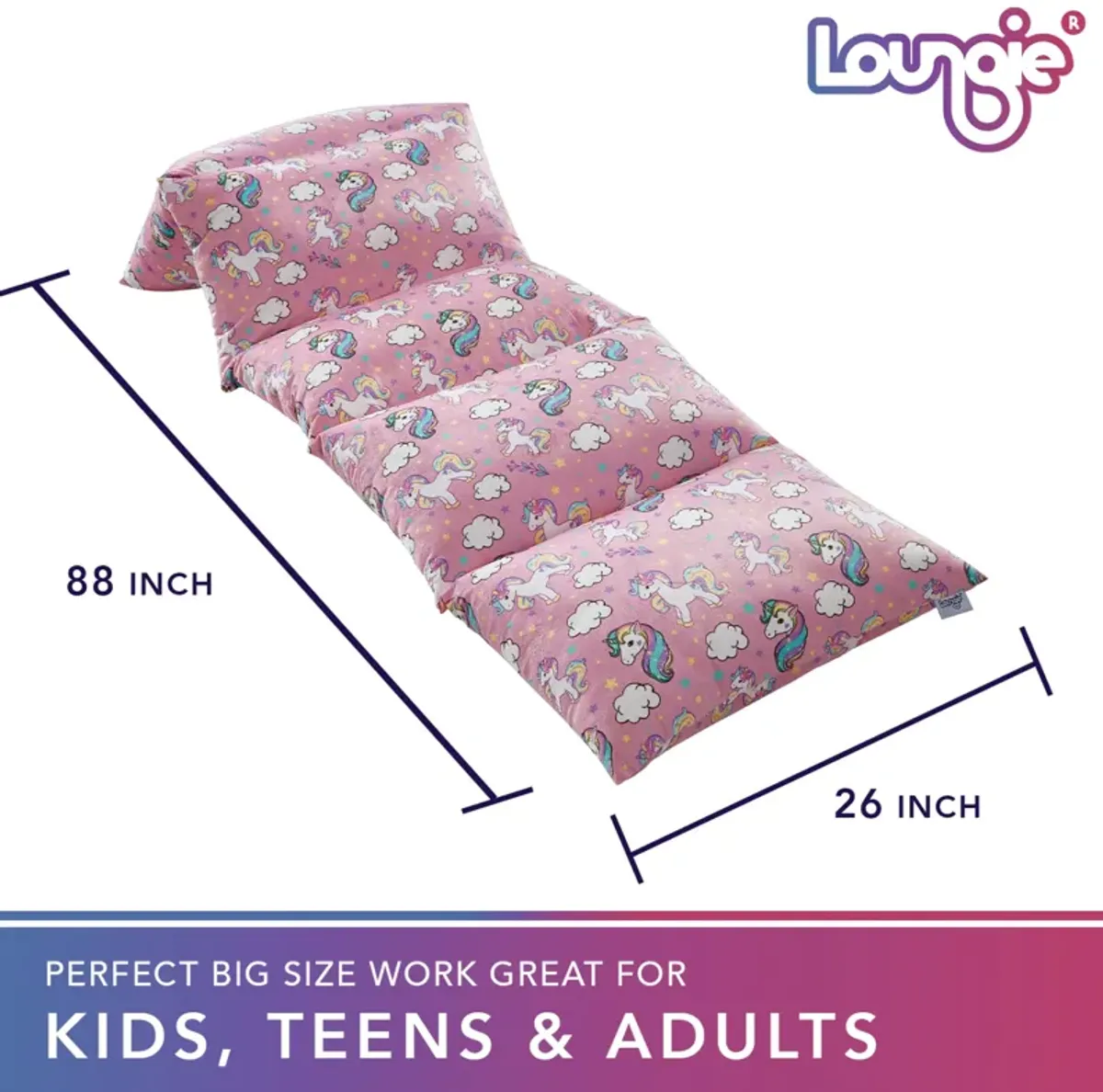 Loungie Floor Pillow Bed Cover 88"x26"