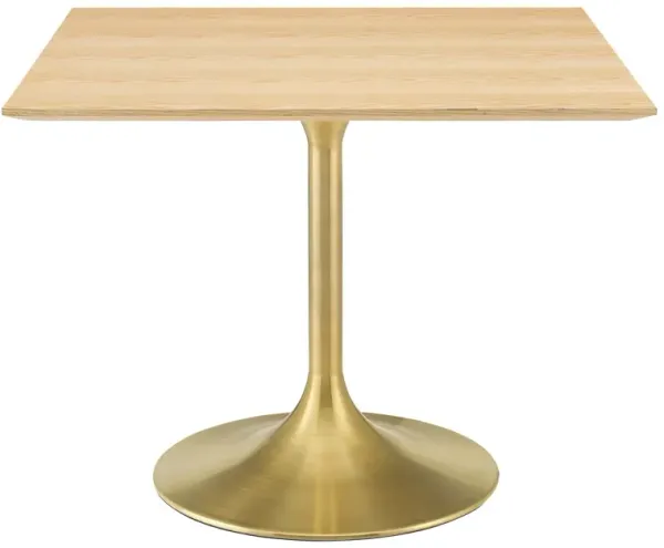 Modway - Lippa 40" Square Wood Dining Table Gold Natural