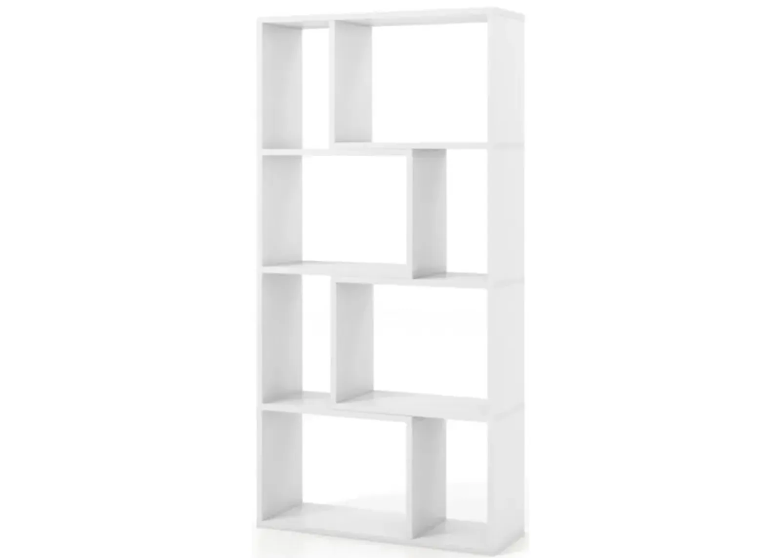 Hivvago 48 Inch 4-Tier Geometric Bookshelf with 8 Cubes for Living Room Bedroom