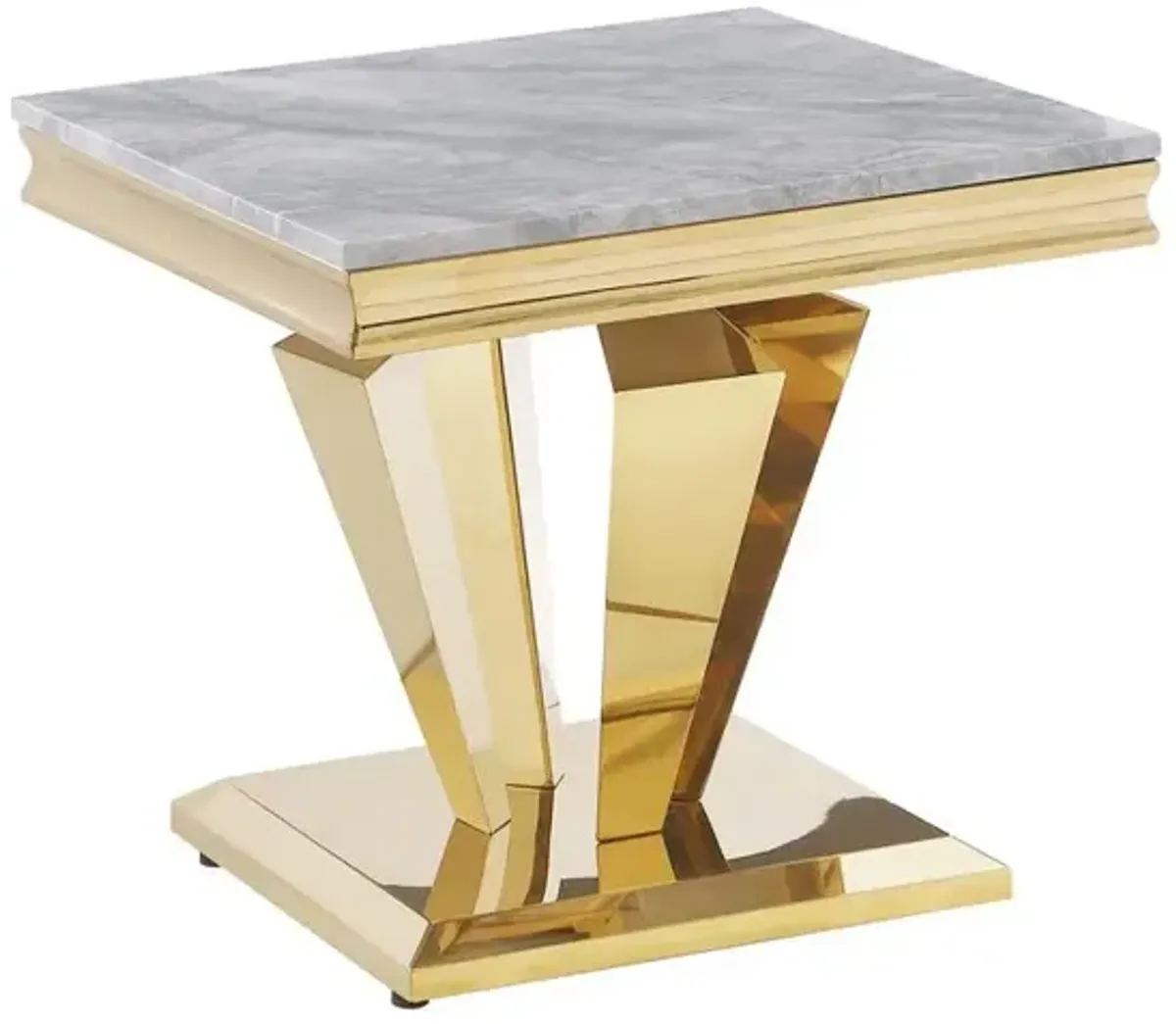 Best Master Furniture Ivane Stone Marble Laminate Gold End Table