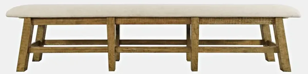 Jofran Telluride Rustic Farmhouse Solid Wood 85 Upholstered Dining Bench