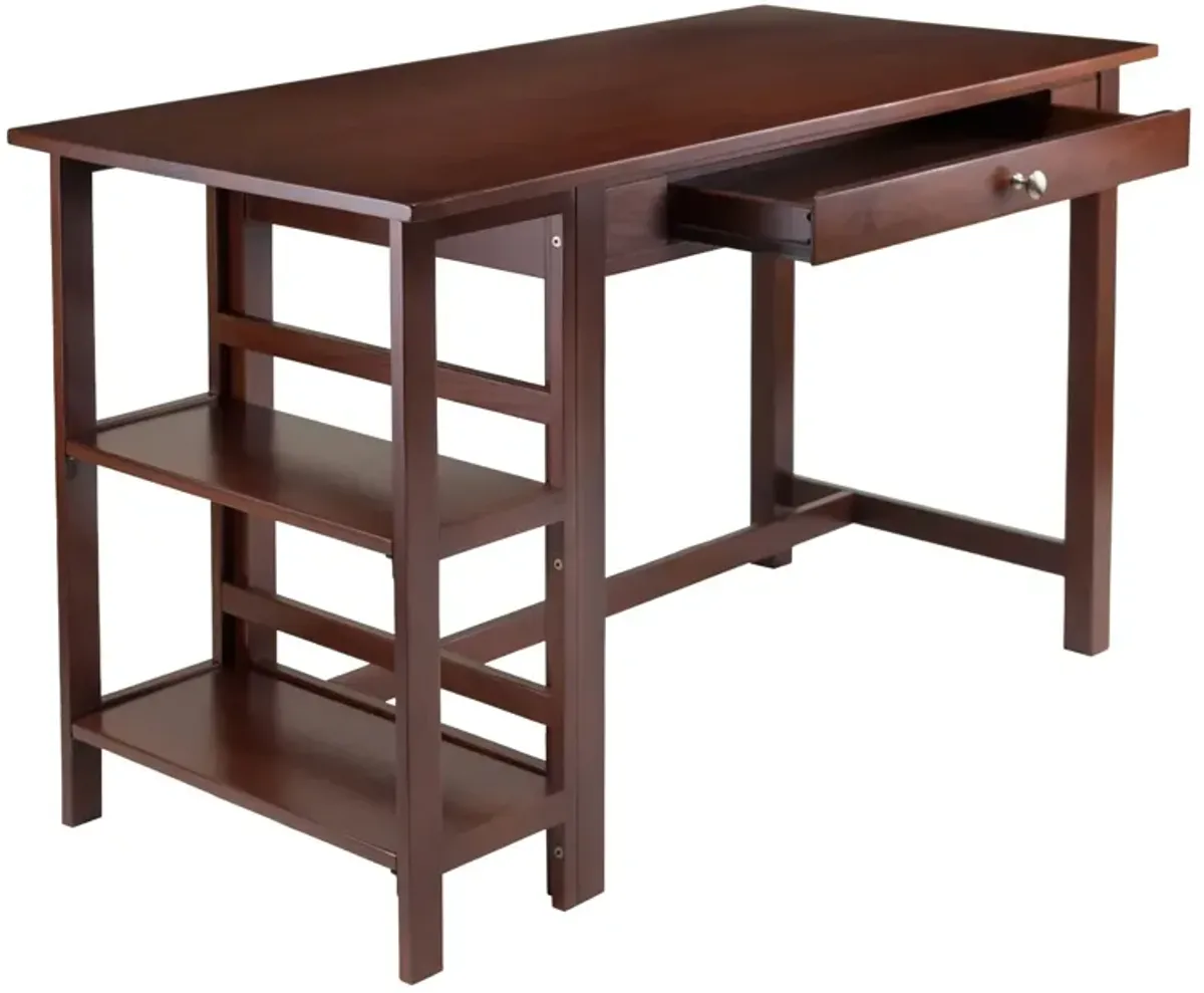 Velda Writing Desk with Shelves, Walnut