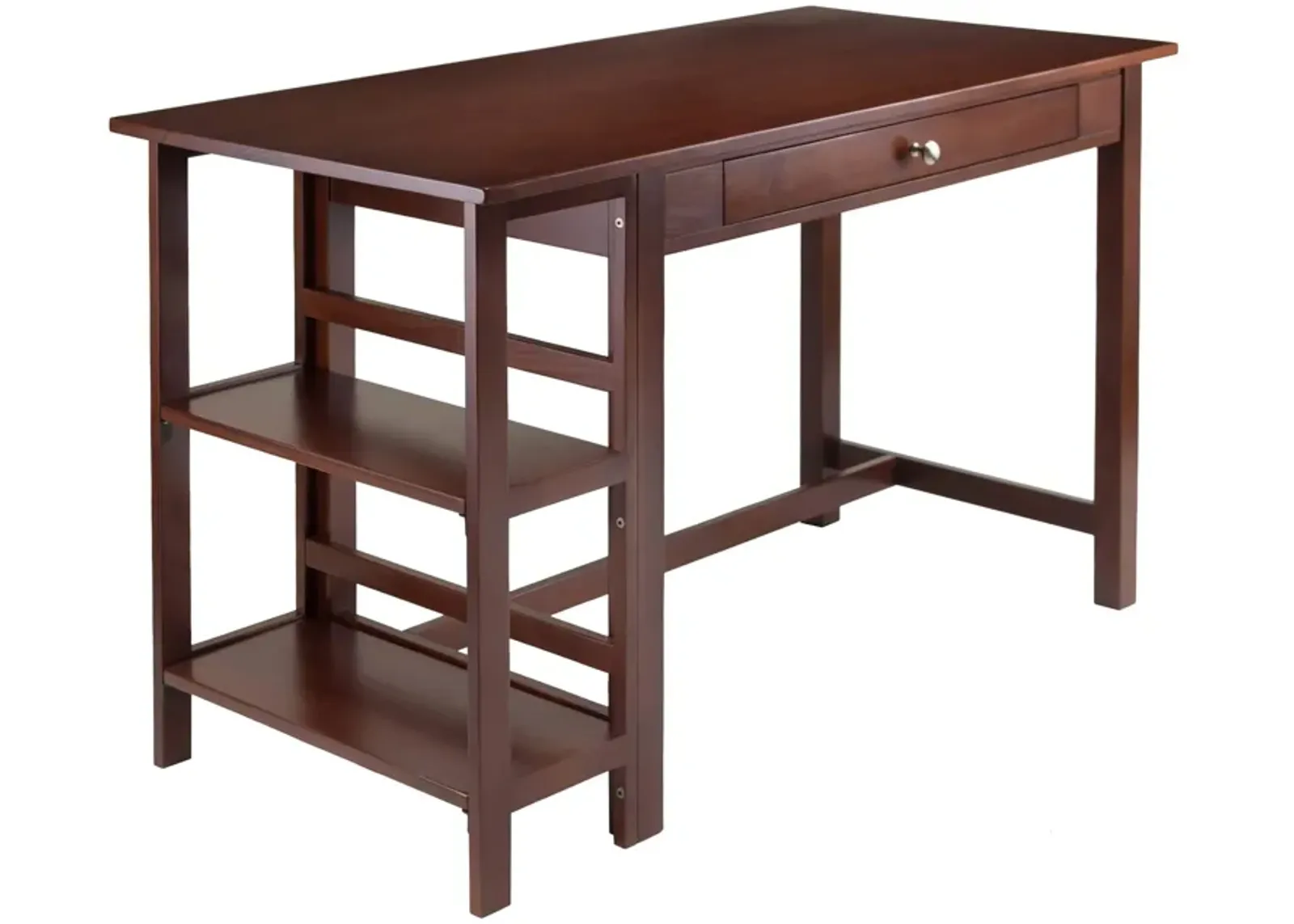 Velda Writing Desk with Shelves, Walnut