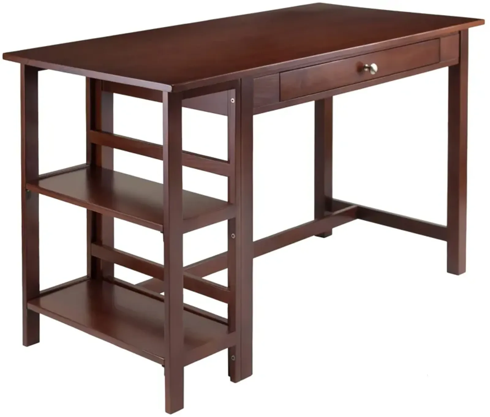 Velda Writing Desk with Shelves, Walnut