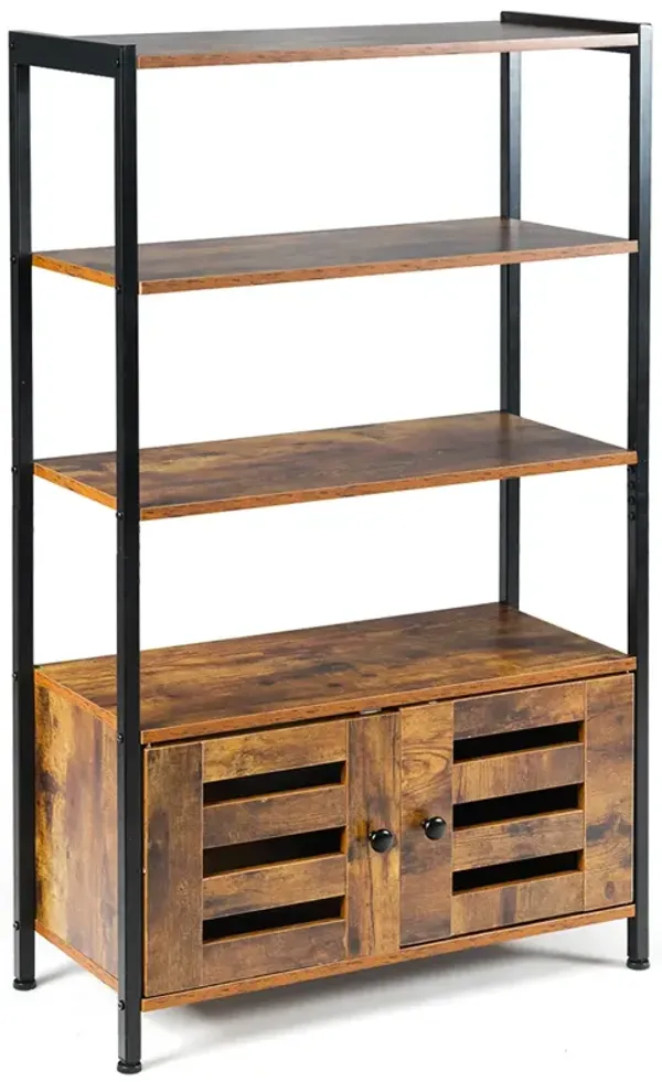 Costway Industrial Storage Cabinet Bookshelf Bookcase Bathroom Floor Cabinet W/3 Shelves