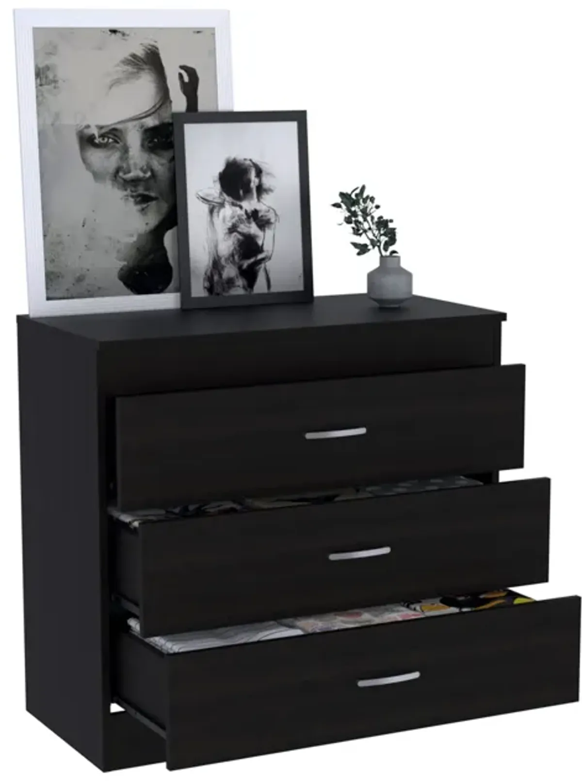 Three Drawer Dresser Lial, Bedroom, Black