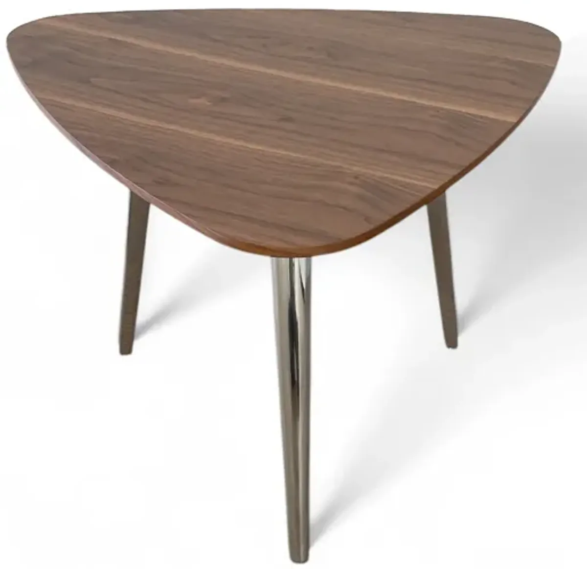 Hle Coffee Table, 23 Inch Modern Brown Walnut Veneer Top, Chrome Base - Benzara