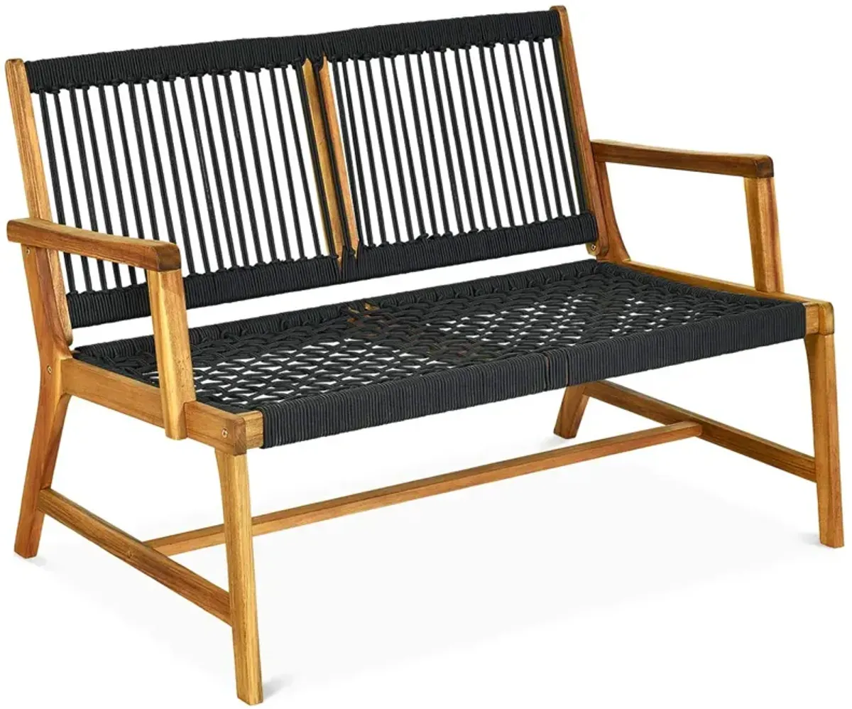 SUGIFT 2-Person Acacia Wood Yard Bench for Balcony and Patio