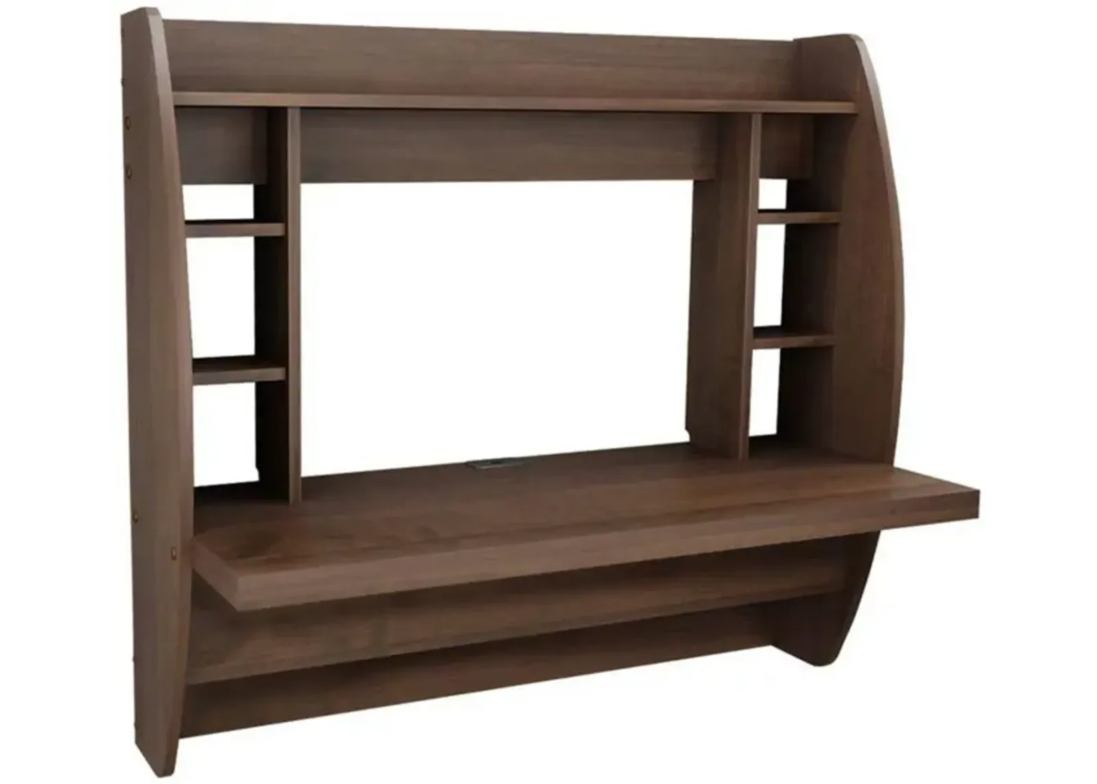 Hivvago Modern Floating Wall Mounted Home Office Computer Desk in Brown Wood Finish