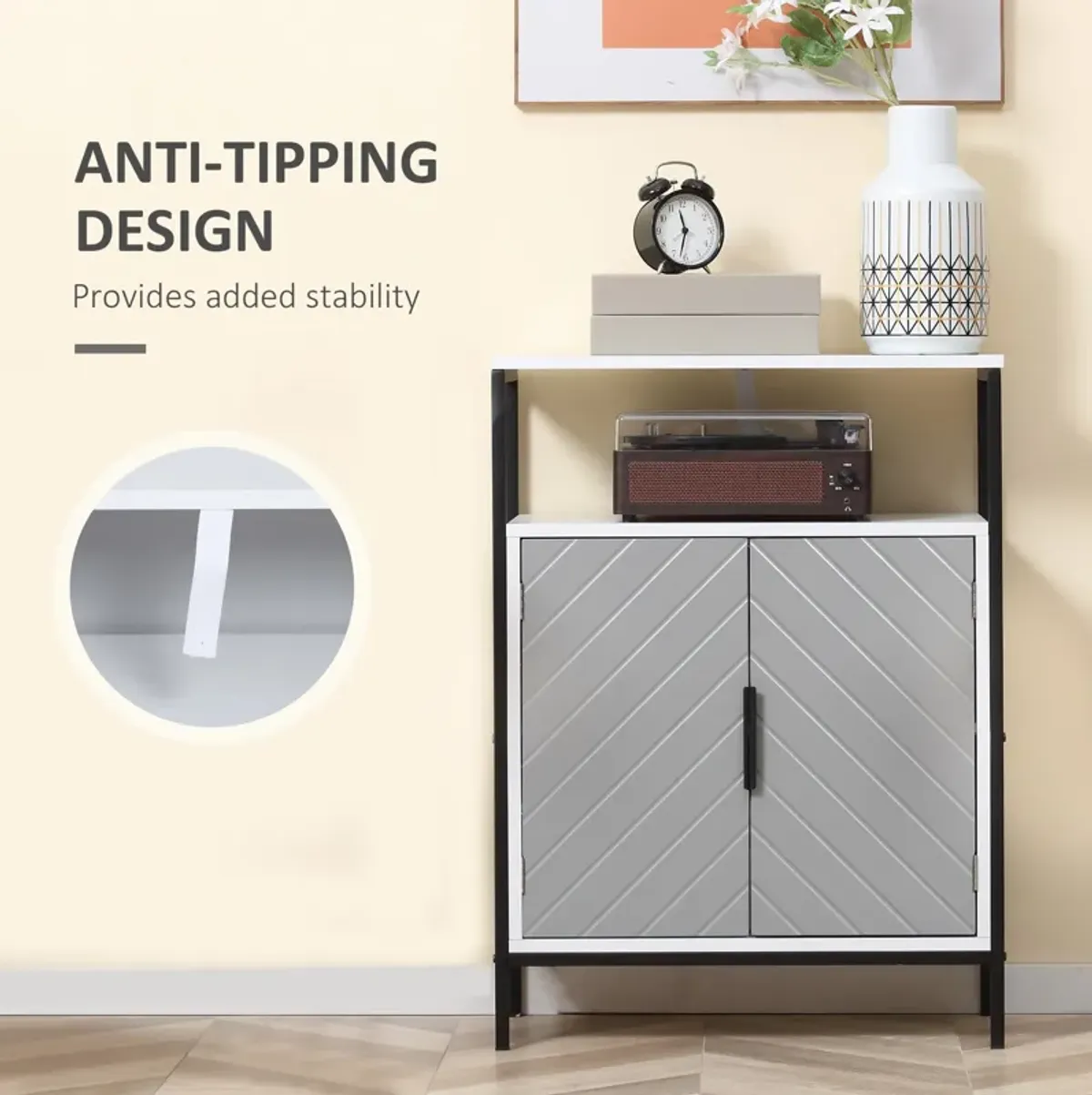 Gray Versatile Storage: Cabinet with Door & Shelf for Multiple Rooms
