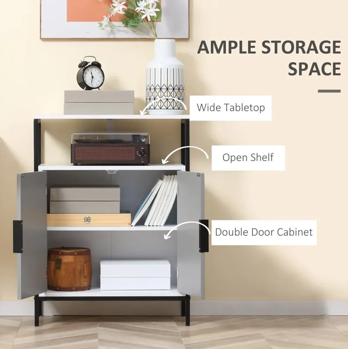 Gray Versatile Storage: Cabinet with Door & Shelf for Multiple Rooms