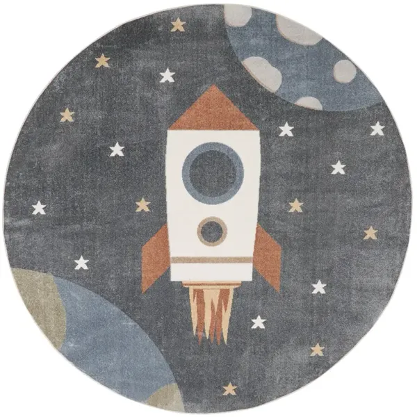 Astra Machine Washable ASW06 Sky Blue 4' Round Rug