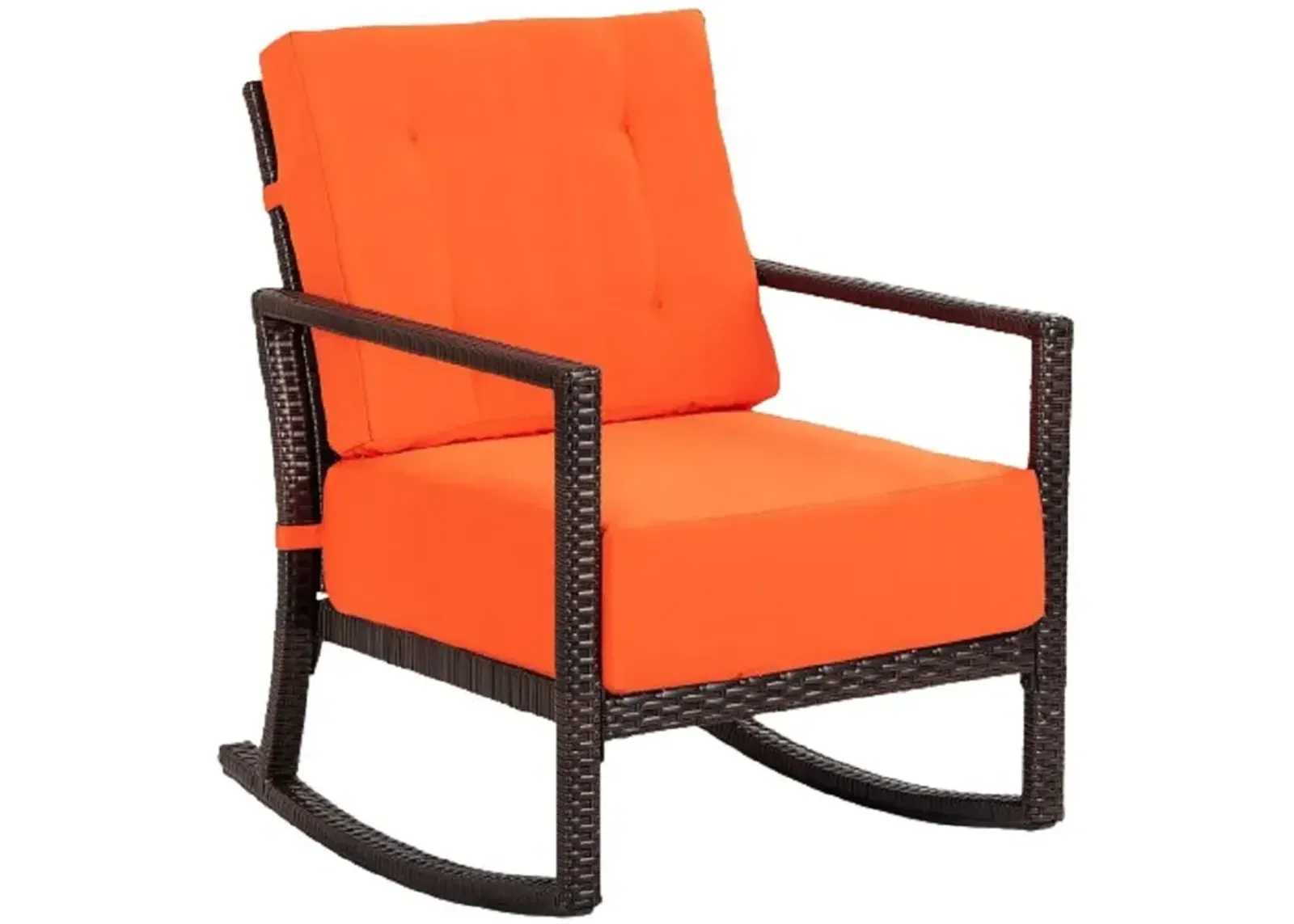 Patio Rattan Rocking Chair Rocker Armchair with Cushions